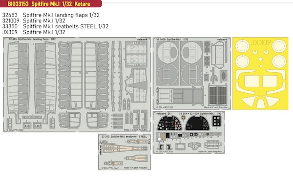 Detailset Spitfire MK1 (Kotare) BIG33153
