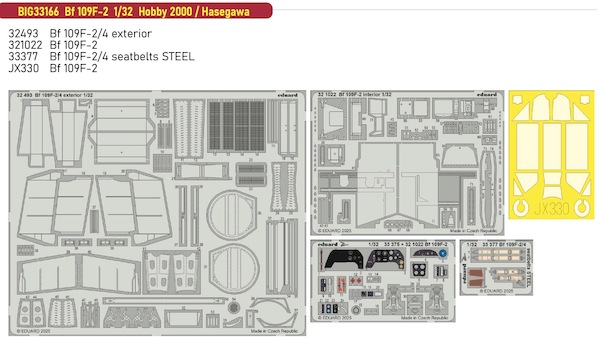 Detailset Messerschmitt BF109F-2 (Hasegawa / Hobby 2000) BIG33166