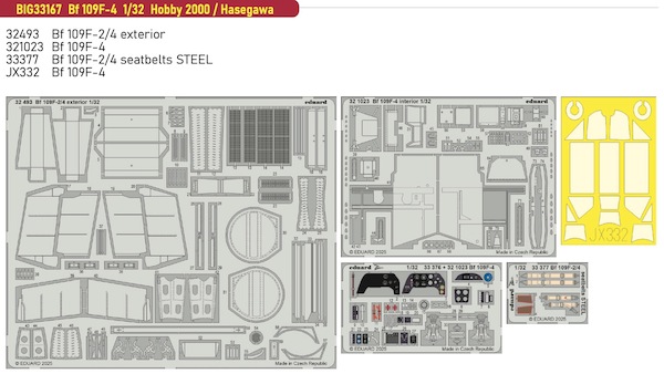 Detailset Messerschmitt BF109F-4 (Hasegawa / Hobby 2000) BIG33167