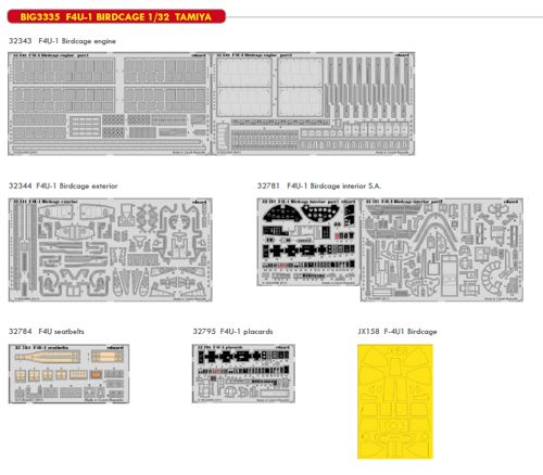 Detailset Vought F4U-1 Corsair Birdcage (Tamiya)  BIG3335