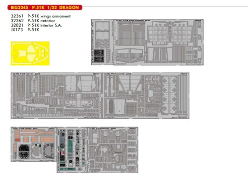 Detailset P51K Mustang (Dragon)  BIG3345