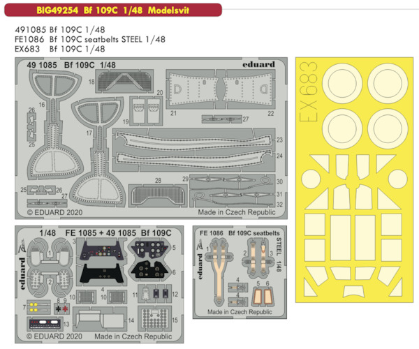 Detailset Messerschmitt BF109C (Modelsvit) BIG49254