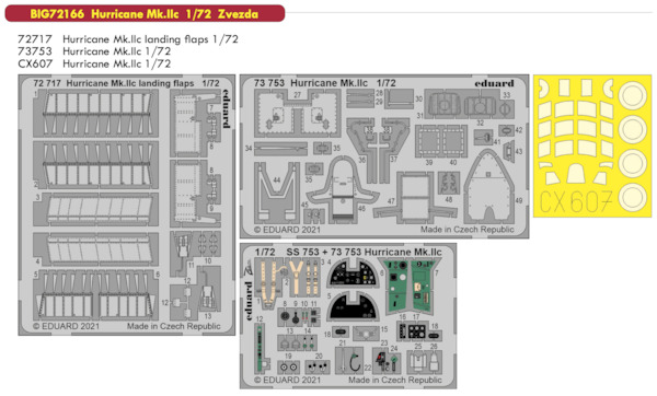 Detailset Hawker Hurricane MKIIc (Zvezda)  BIG72166