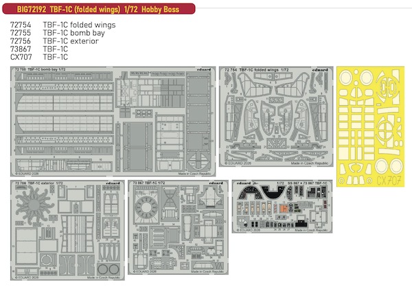 Detailset TBF-1C Avenger (Folded wings) (Hobby Boss)  BIG72192