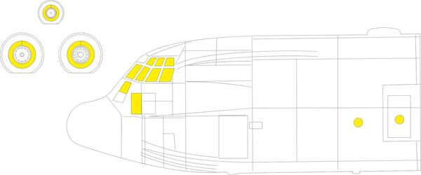 Mask Lockheed C130J-30  Cabin windows and wheels (Zvezda)  cx617