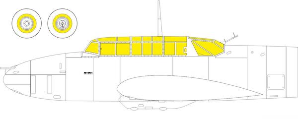 Mask Messerschmitt BF110E Canopy and wheels (Eduard)  cx633