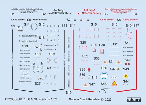 Messerschmitt BF109E Stencils (Eduard) D32005