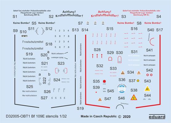 Messerschmitt BF109E Stencils (Eduard)  D32005