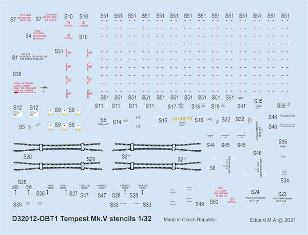 Hawker Tempest MKV Stencils  D32012