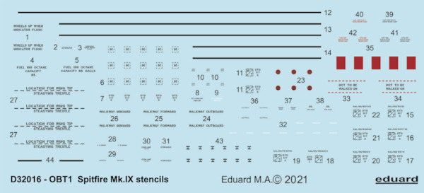 Spitfire MKIX  Stencils (Tamiya/Revell)  D32016