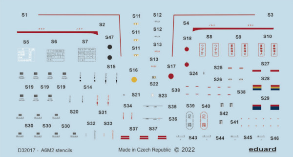 Mitsubishi A6M-2 Zero Stencils  D32017