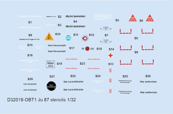 Junkers Ju87 Stuka Stencils (Hasegawa, Trumpeter, revell)  D32019