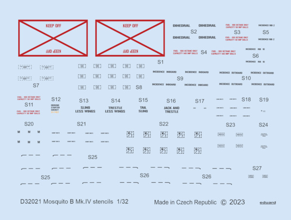 De Havilland B MKIV Stencils (Hong Kong Models) D32021