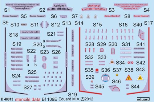 Messerschmitt BF109E Stencils  D48-013