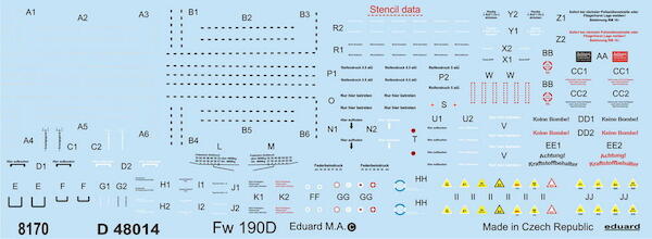 Focke Wulf Fw190D Stencils D48-014