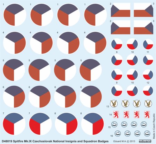 Spitfire MKIX Czechoslovak National insignia and squadron badges (Eduard)  D48-019
