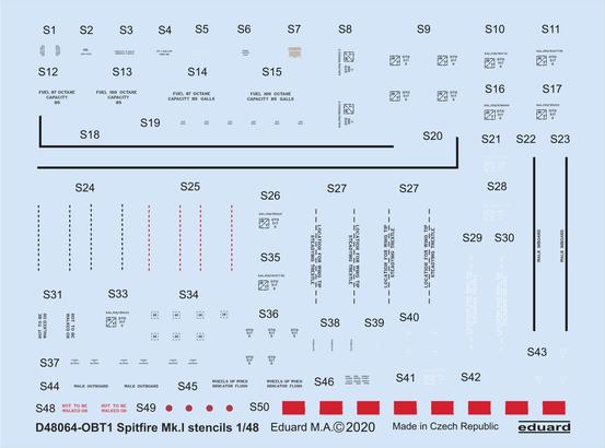 Supermarine Spitfire MKI Stencils (Eduard)  D48064