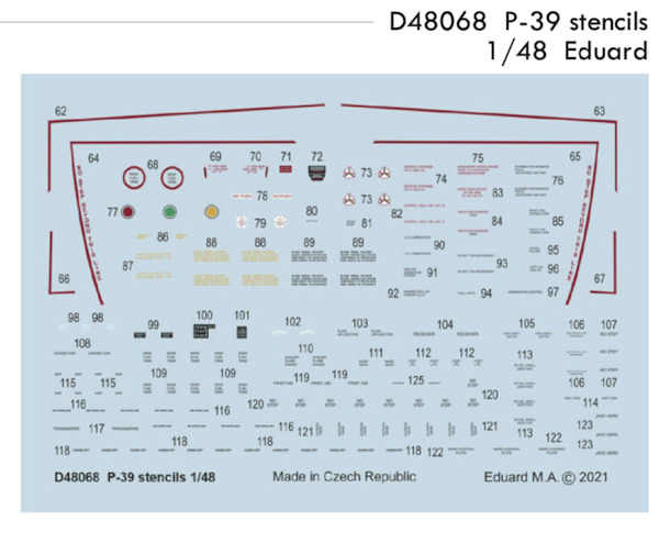 Bell P39 Airacobra Stencils (Eduard) D48068