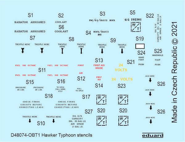 Hawker Typhoon Stencils (Hasegawa) D48074