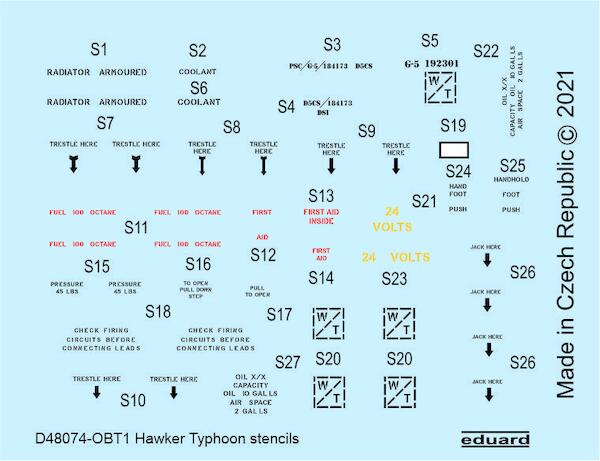 Hawker Typhoon Stencils (Hasegawa)  D48074