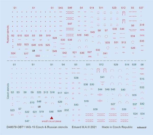 Mikoyan MiG15 Stencils  Czech, Russian) (Bronco, Hobby Boss)  D48079