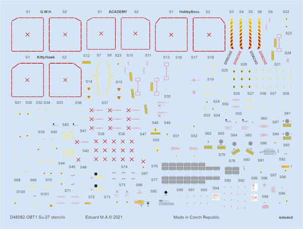 Sukhoi Su27 Flanker Stencils (Great Wall, Kitty Hawk, Academy, Hobby Boss)  D48082