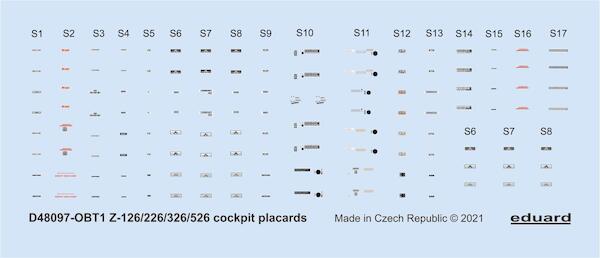 Zlin Z-126/226/326/626 Cockpit Placards (Eduard) D48097