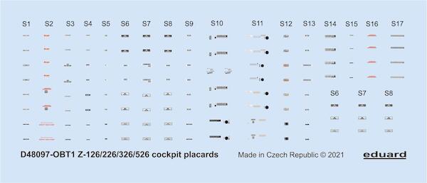 Zlin Z-126/226/326/626 Cockpit Placards (Eduard)  D48097