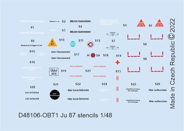 Junkers Ju87 Stencils D48106