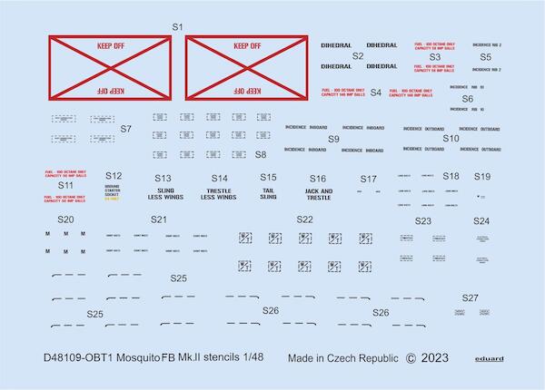 De Havilland Mosquito FB MKII Stencils (Tamiya)  D48109