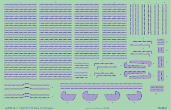 Fokker DVII Rib Tapes 5 colour Lozenge D72020