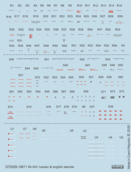Mil Mi24V Hind Russian and English Stencils D72028