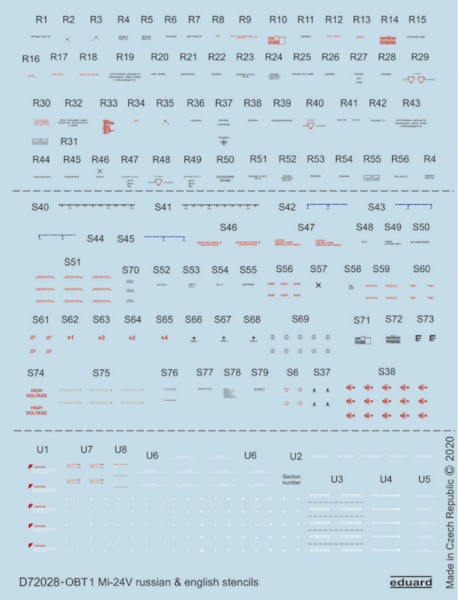 Mil Mi24V Hind Russian and English Stencils  D72028