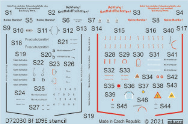 Messerschmitt BF109E Stencils  D72030