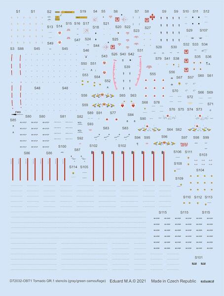 Tornado GR1 Stencils (Gray Green Camouflage) for Revell  D72032
