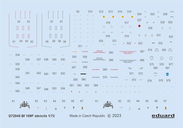 Messerschmitt Bf109F Stencils (Eduard) D72045