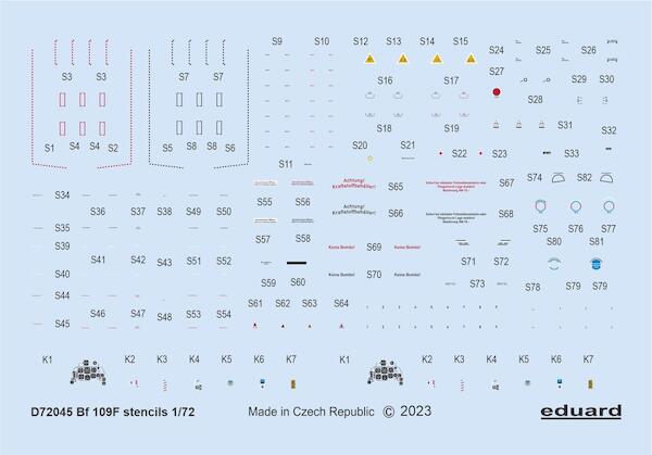 Messerschmitt Bf109F Stencils (Eduard)  D72045