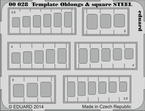 Oblong and Square steel templates  E00-028