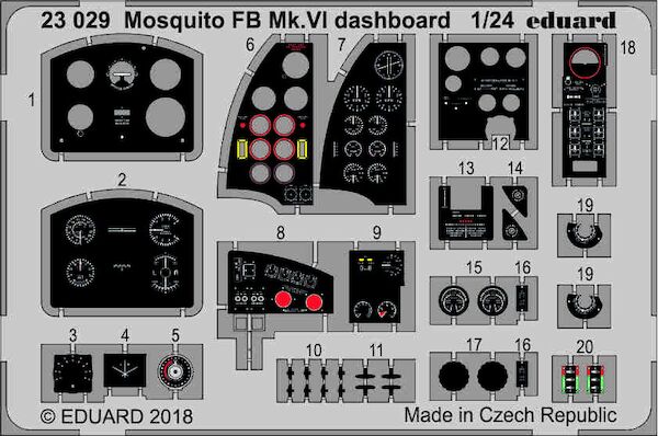 Detailset Mosquito FB MKVI Dashboard (Airfix)  E23-029