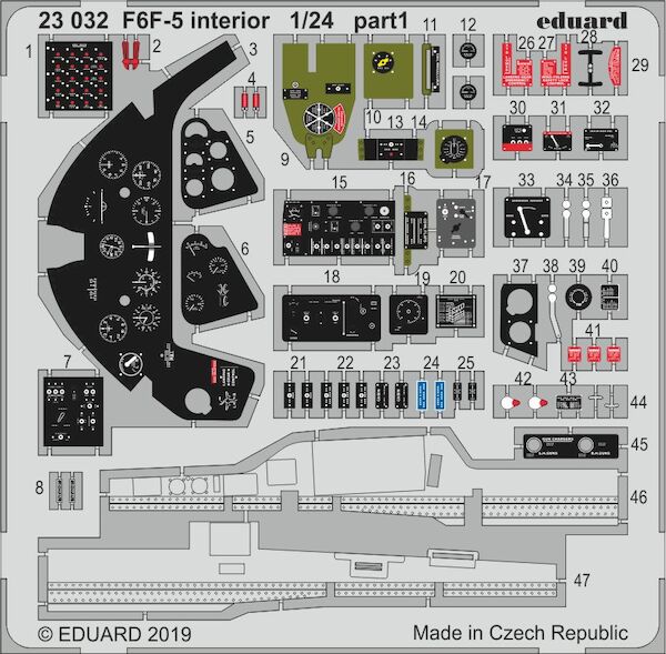 Detailset Grumman F6F-5 Hellcat Interior set (Airfix) E23-032