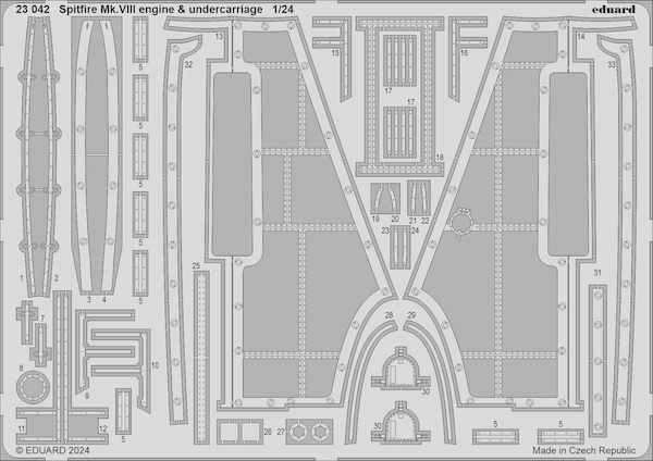 Detailset Spitfire MKVIII Engine and Undercarriage details (Airfix)  E23-042
