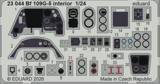 Detailset Messerschmitt Bf109G-5 Interior (Airfix)  E23-044