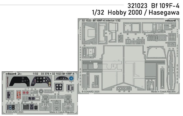 Detailset Messerschmitt Bf109F-4 Interior (Hobby 2000, Hasegawa) E32-1023