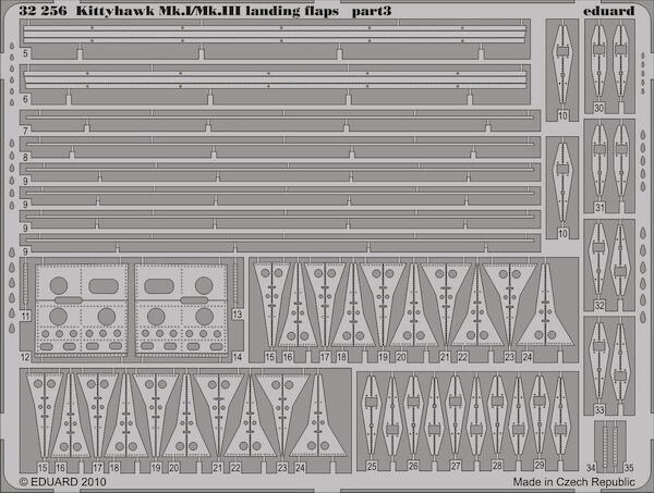 Detailset Curtiss P40E Kittyhawk MKI/MKIII Landing Flaps (Hasegawa)  E32-256