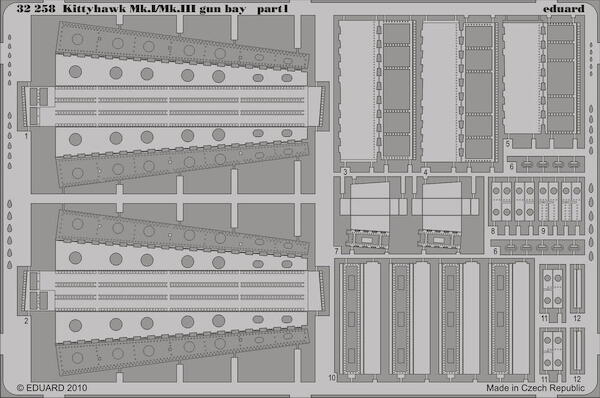 Detailset Curtiss P40E Kittyhawk MKI/MKIII Gun Bay (Hasegawa)  E32-258