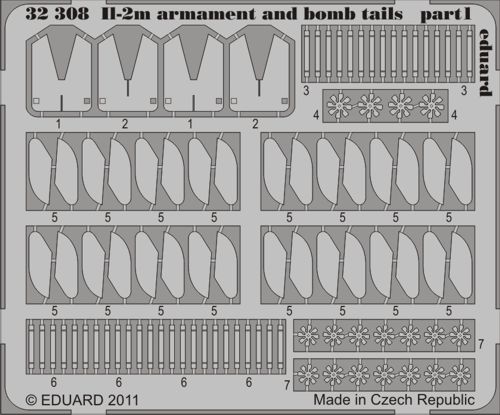 Detailset Ilyushin IL2M Armament and bomb tails (Hobby Boss)  E32-308