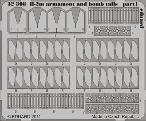 Detailset Ilyushin IL2M Armament and bomb tails (Hobby Boss) E32-308