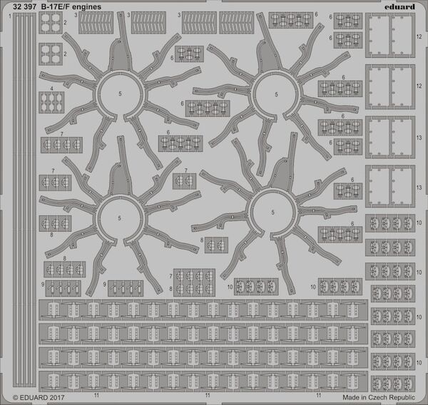 Detailset Boeing B17E/F Flying Fortress engines (HK Models) E32-397