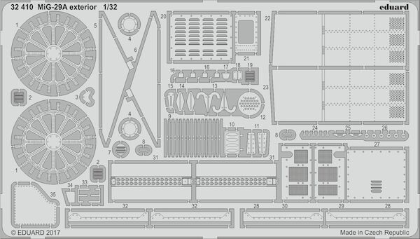Detailset Mikoyan MiG29A Fulcrum Exterior (Trumpeter)  E32-410