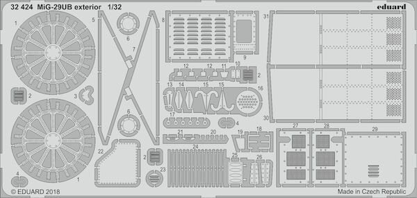 Detailset Mikoyan MiG29UB Exterior (Trumpeter) E32-424